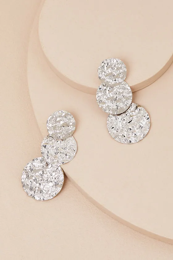 Ashton Silver Hammered Statement Earrings sold by Lulus product image thumbnail 2