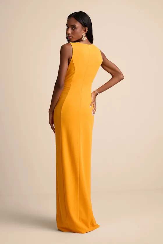 Sabrina Golden Yellow Cutout Sleeveless Maxi Dress sold by Lulus product image thumbnail 3