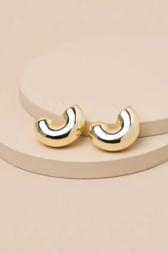 Rana 14KT Gold Chunky Hoop Earrings sold by Lulus product image thumbnail 4