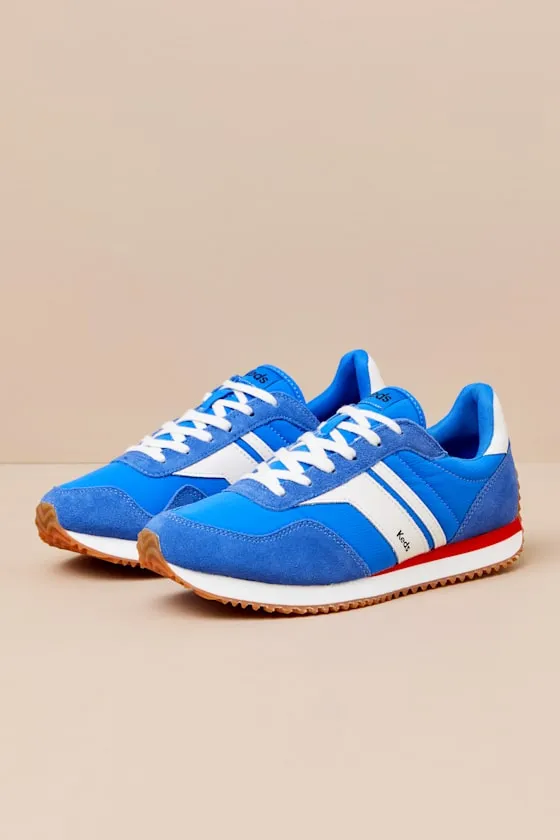 Rena Blue Color Block Suede Leather Lace-Up Sneakers sold by Lulus