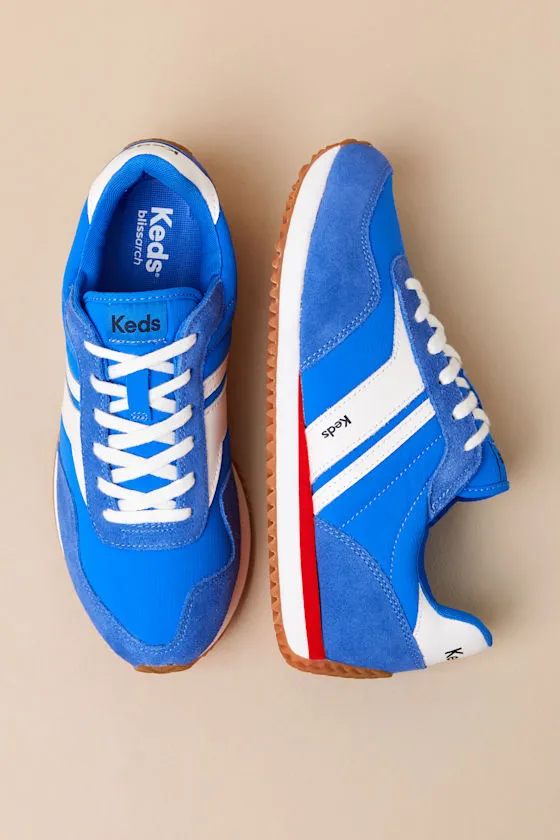 Rena Blue Color Block Suede Leather Lace-Up Sneakers sold by Lulus product image thumbnail 2
