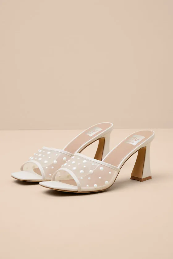 Yossi Ivory Pearl Mesh High Heel Slide Sandals sold by Lulus