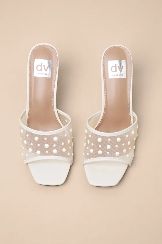 Yossi Ivory Pearl Mesh High Heel Slide Sandals sold by Lulus product image thumbnail 2