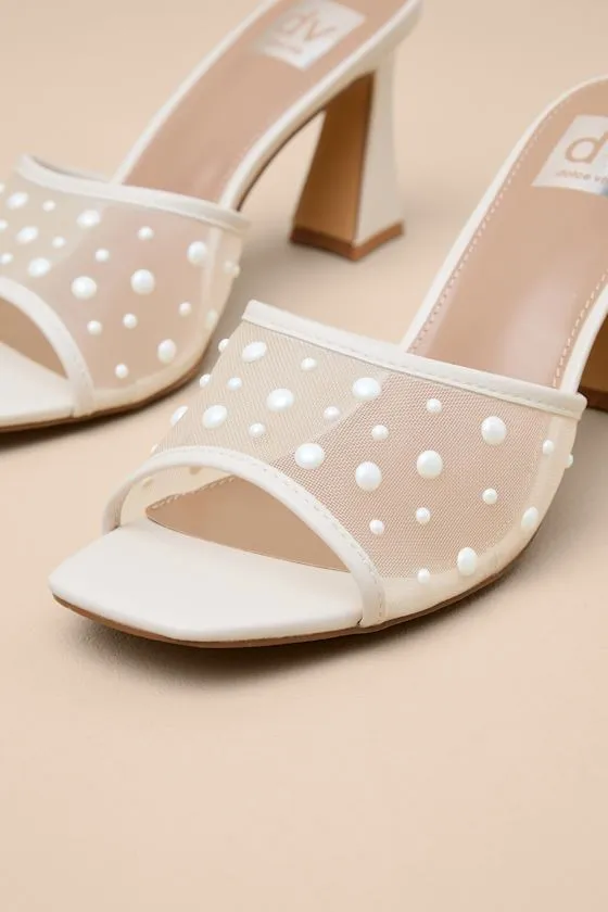 Yossi Ivory Pearl Mesh High Heel Slide Sandals sold by Lulus product image thumbnail 3