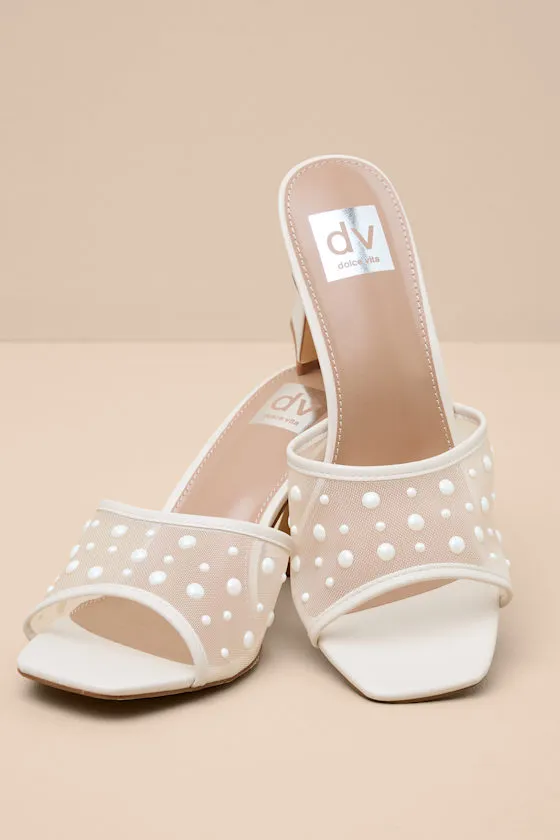 Yossi Ivory Pearl Mesh High Heel Slide Sandals sold by Lulus product image thumbnail 4