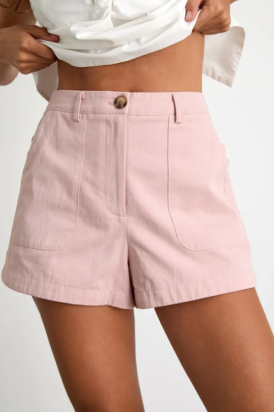 Marnie Blush Pink Twill High-Rise Shorts sold by Lulus product image thumbnail 2