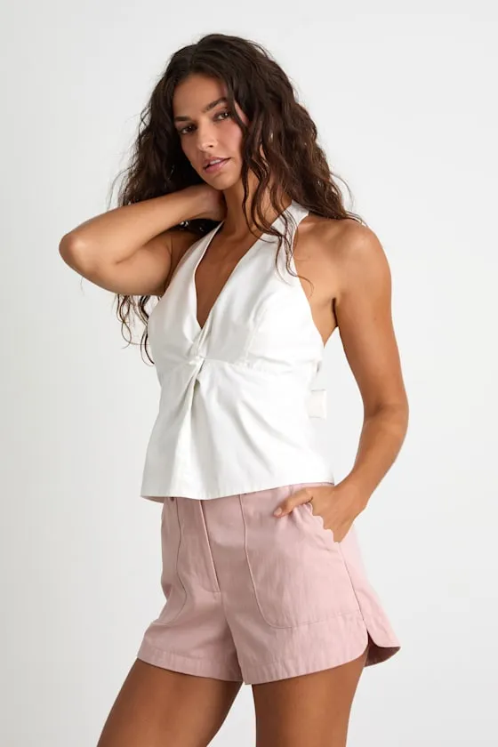 Marnie Blush Pink Twill High-Rise Shorts sold by Lulus product image thumbnail 3