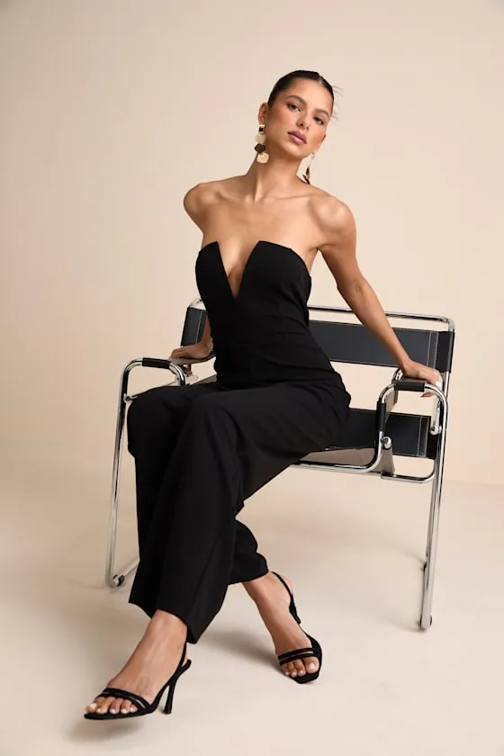 Cris Black Plunge Strapless Straight Leg Jumpsuit sold by Lulus product image thumbnail 2