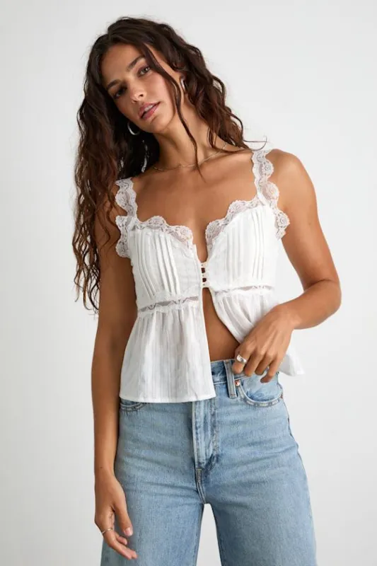 Yanika Ivory Eyelet Lace Tank Top sold by Lulus