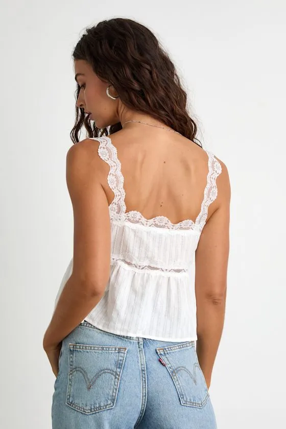 Yanika Ivory Eyelet Lace Tank Top sold by Lulus product image thumbnail 3