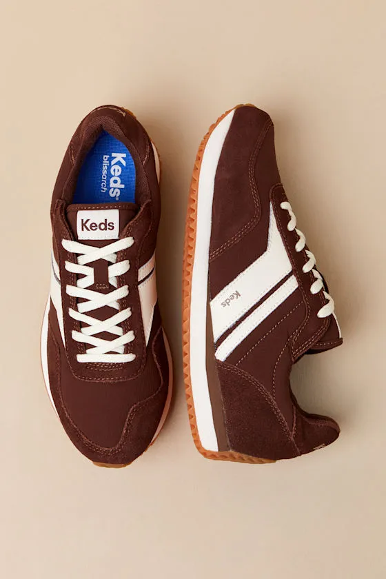 Rena Brown and Cream Suede Leather Lace-Up Sneakers sold by Lulus product image thumbnail 2