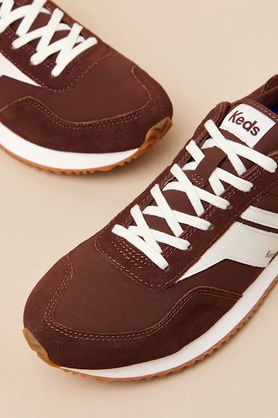 Rena Brown and Cream Suede Leather Lace-Up Sneakers sold by Lulus product image thumbnail 3