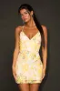 Mitzy Ivory Multi Floral Sequin Lace-Up Mini Dress sold by Lulus