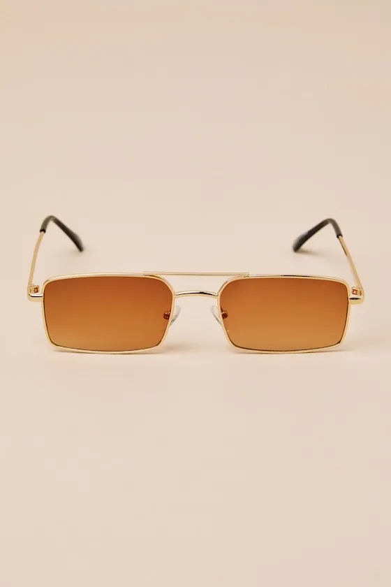 Kevie Brown and Gold Aviator Sunglasses sold by Lulus product image thumbnail 2