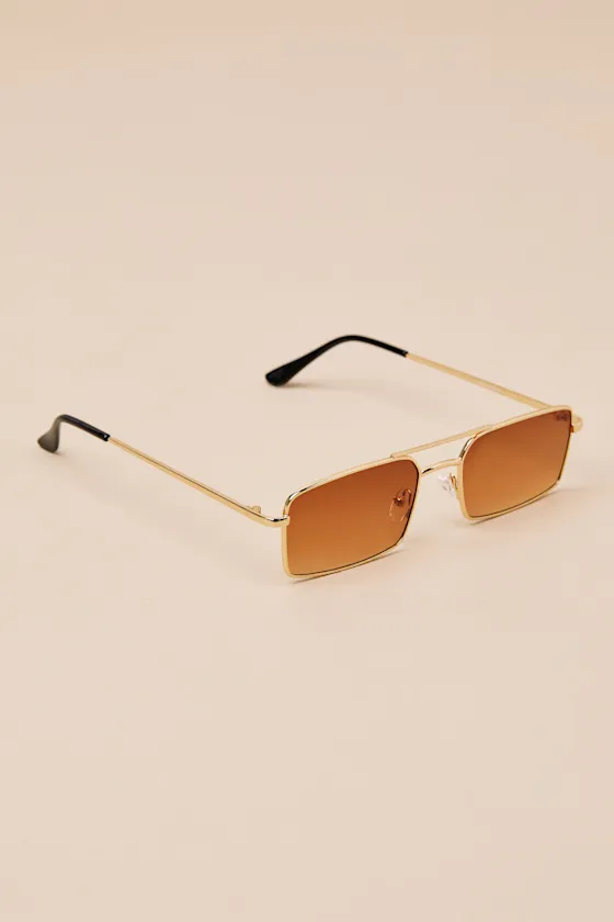 Kevie Brown and Gold Aviator Sunglasses sold by Lulus product image thumbnail 4