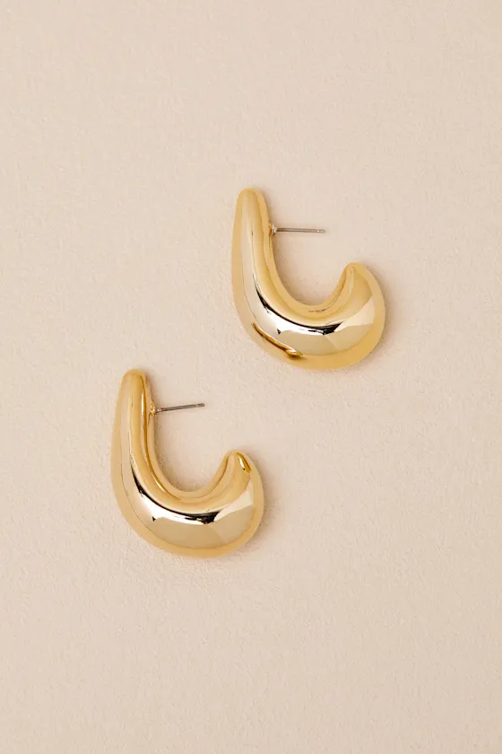 Devina Gold Chunky Hoop Earrings sold by Lulus product image thumbnail 3