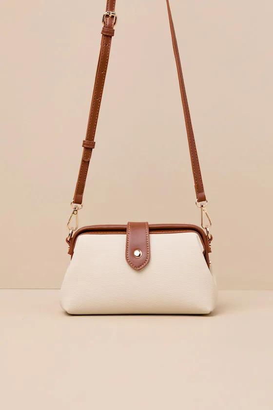 Dovelyn Cream and Brown Canvas Crossbody Bag sold by Lulus product image thumbnail 2