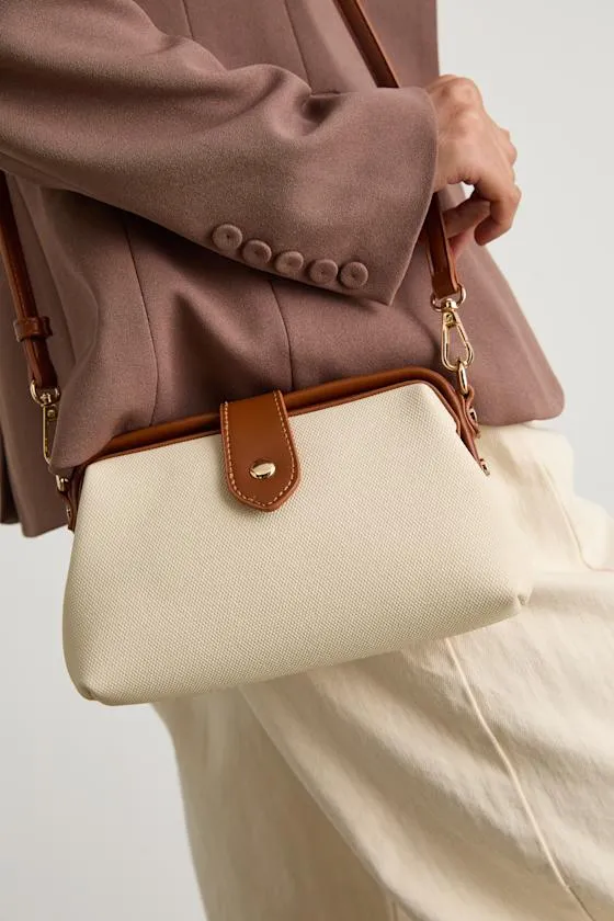 Dovelyn Cream and Brown Canvas Crossbody Bag sold by Lulus product image thumbnail 3