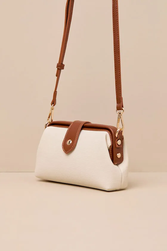 Dovelyn Cream and Brown Canvas Crossbody Bag sold by Lulus product image thumbnail 4