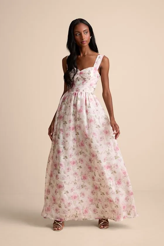 Evelise Cream Floral Sleeveless Maxi Dress sold by Lulus