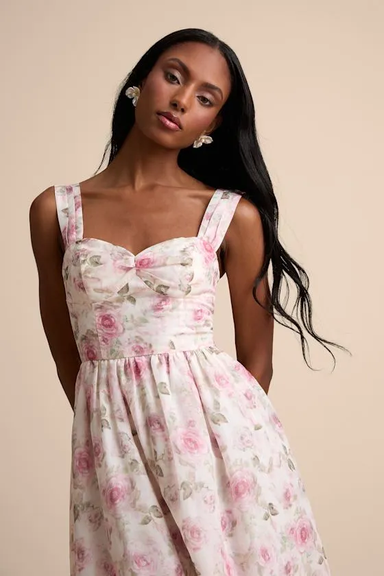 Evelise Cream Floral Sleeveless Maxi Dress sold by Lulus product image thumbnail 4