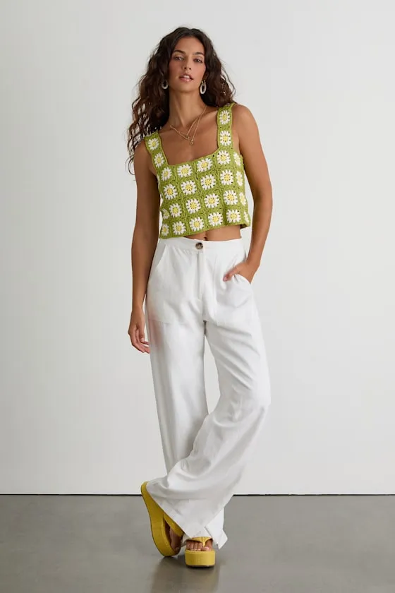 Tamren Lime Green and Yellow Crochet Knit Crop Tank Top sold by Lulus product image thumbnail 4