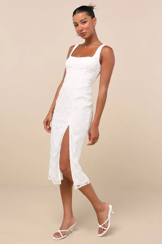 Kalani White Mesh Textured Midi Dress sold by Lulus product image thumbnail 2