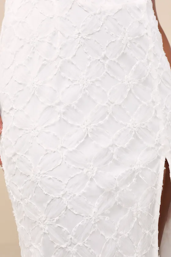 Kalani White Mesh Textured Midi Dress sold by Lulus product image thumbnail 4