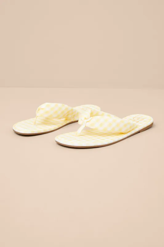 Gidget Yellow Gingham Flat Thong Sandals sold by Lulus