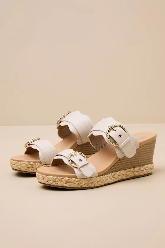 Elio Ivory Espadrille Buckle Wedge Sandals sold by Lulus