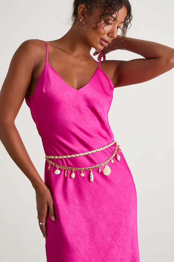 Maris Gold Seashell Charm Layered Chain Belt sold by Lulus
