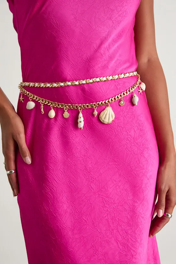 Maris Gold Seashell Charm Layered Chain Belt sold by Lulus product image thumbnail 3