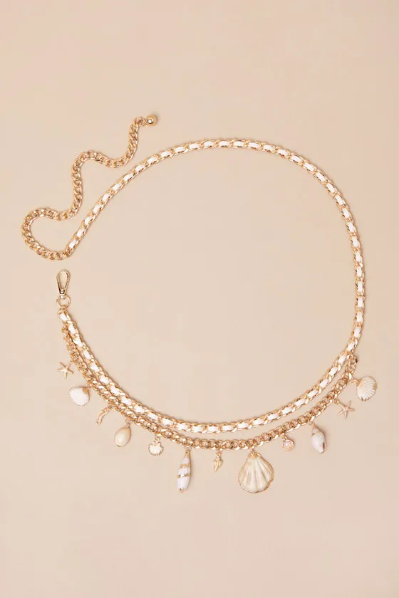 Maris Gold Seashell Charm Layered Chain Belt sold by Lulus product image thumbnail 4