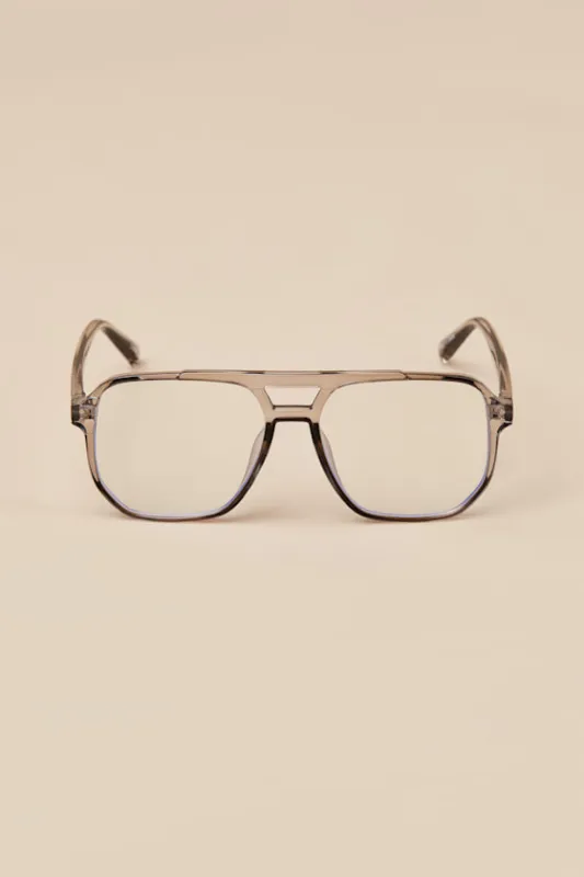 Reece Grey Aviator Blue Light Glasses made by Lulus