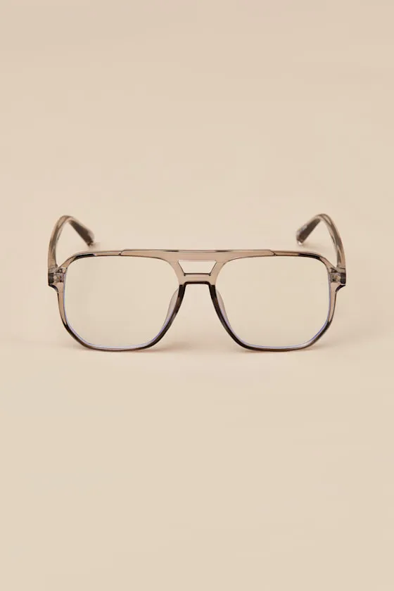 Reece Grey Aviator Blue Light Glasses sold by Lulus