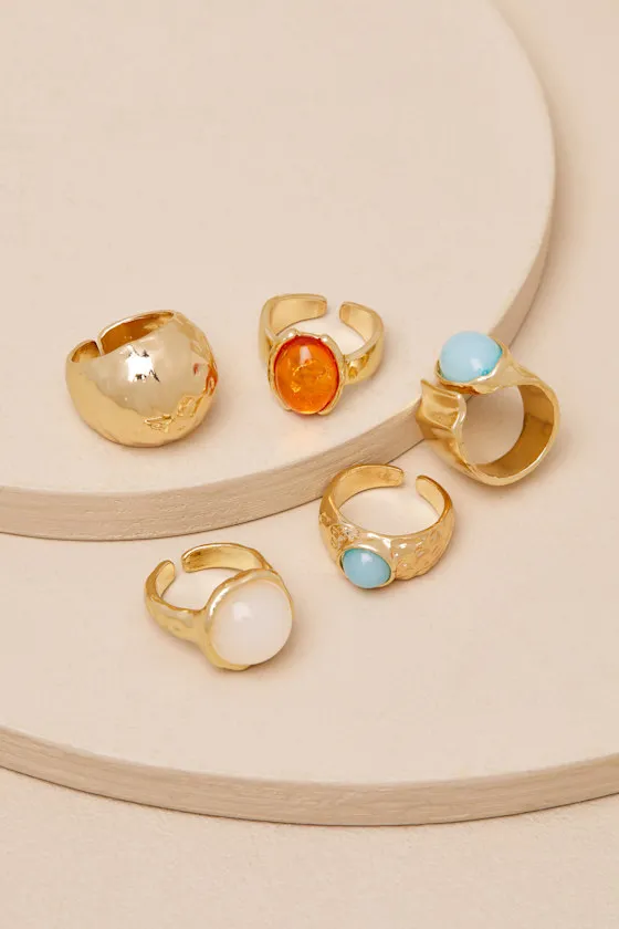 Marah Gold Stone Five-Piece Statement Ring Set sold by Lulus product image thumbnail 2