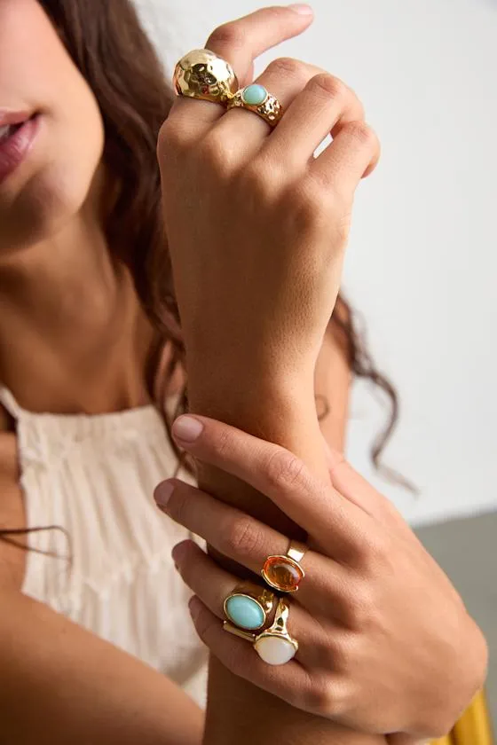 Marah Gold Stone Five-Piece Statement Ring Set sold by Lulus product image thumbnail 3