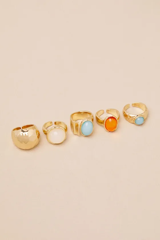 Marah Gold Stone Five-Piece Statement Ring Set sold by Lulus product image thumbnail 4