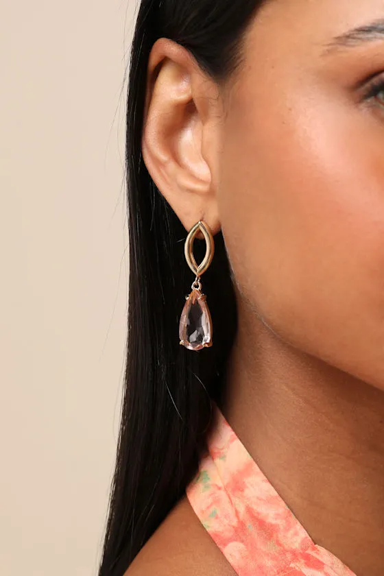 Keshi Gold Rhinestone Drop Earrings sold by Lulus