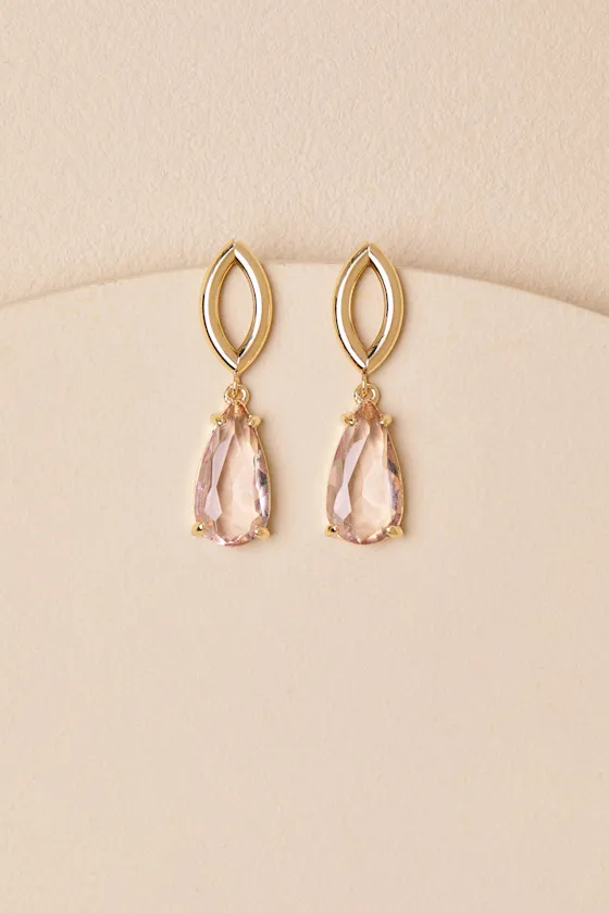 Keshi Gold Rhinestone Drop Earrings sold by Lulus product image thumbnail 2