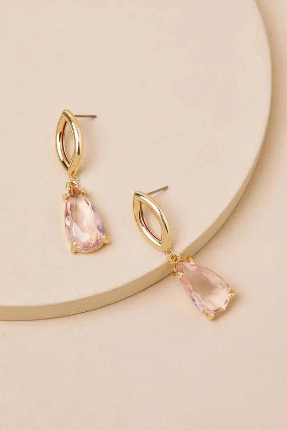 Keshi Gold Rhinestone Drop Earrings sold by Lulus product image thumbnail 4