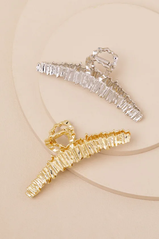Solero Gold and Silver Textured Hair Claw Clip Set sold by Lulus