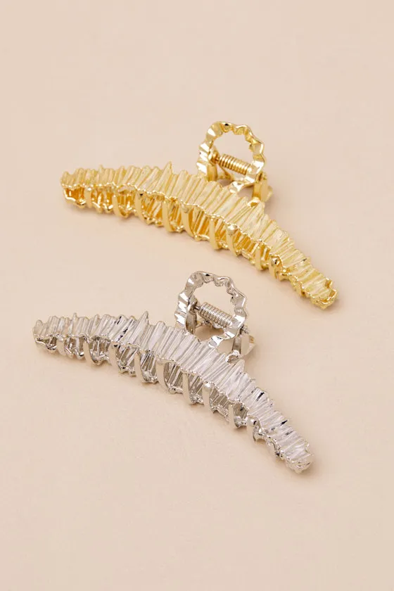 Solero Gold and Silver Textured Hair Claw Clip Set sold by Lulus product image thumbnail 2