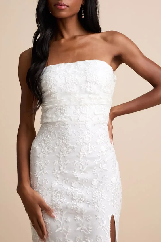 Tera White Floral Embroidered Strapless Midi Dress sold by Lulus product image thumbnail 2