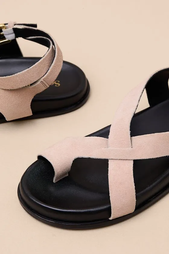 Fritz Beige Suede Leather Strappy Flat Sandals sold by Lulus product image thumbnail 3