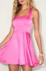 Admirably Chic Hot Pink Satin Lace-Up Mini Dress With Pockets sold by Lulus