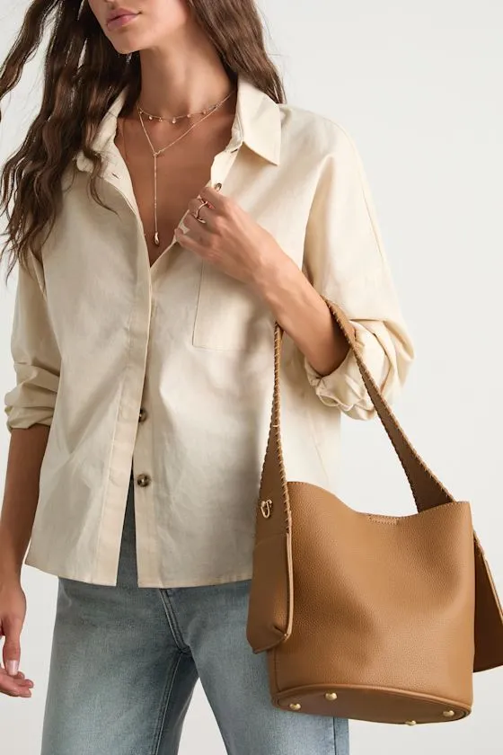Samiya Light Brown Vegan Leather Tote Bag sold by Lulus product image thumbnail 3