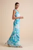 Jojo Light Blue Marbled Ruched One-Shoulder Maxi Dress sold by Lulus