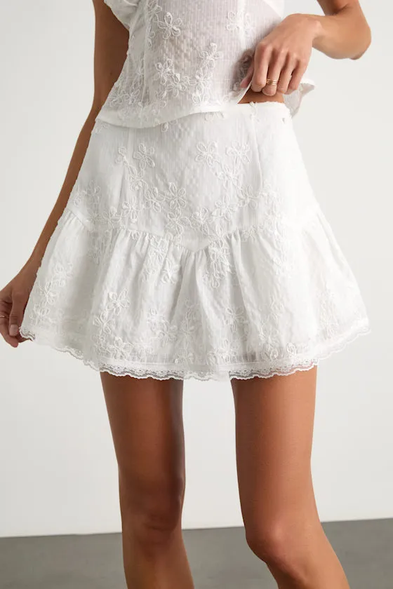 Dessie Ivory Embroidered Mini Skirt sold by Lulus product image thumbnail 2