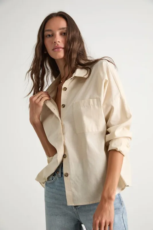 Amelia Dawn Beige Long Sleeve Button-Up Top sold by Lulus